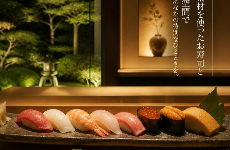 厳選素材を使ったお寿司と至福の空間であなたの特別なひとときを。