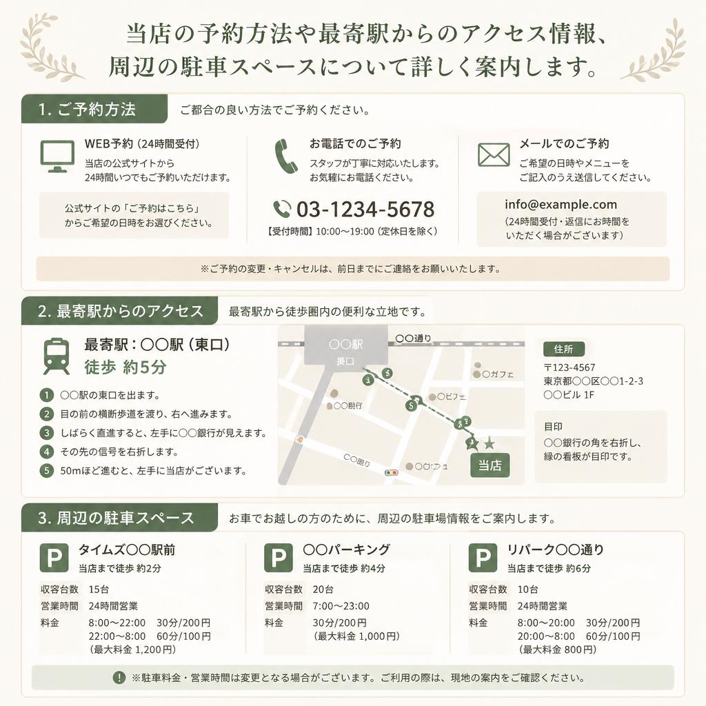 5. 予約方法とアクセス