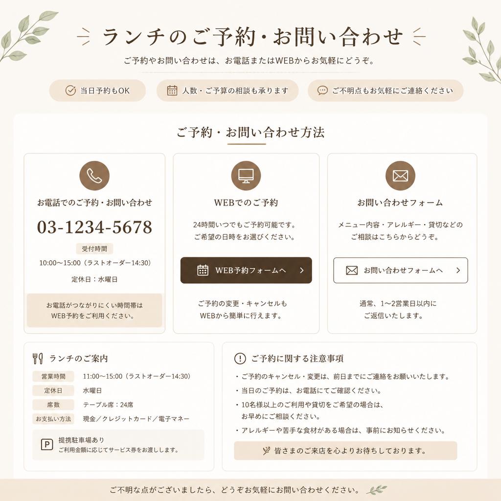 問い合わせ・予約